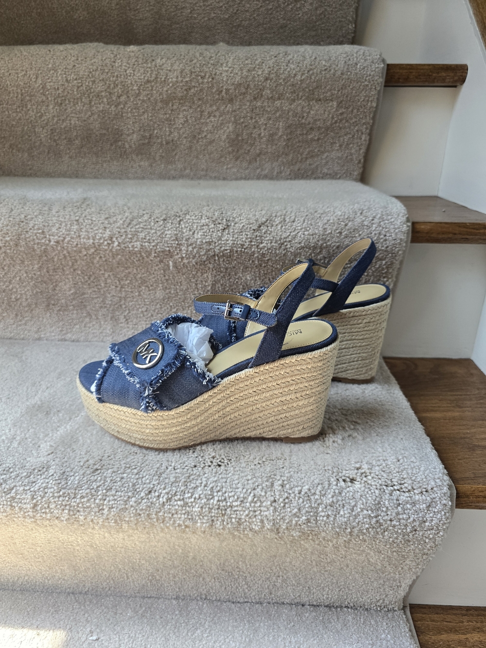 Michael Kors Denim Blue Espadrille Wedge Sandals - Picture 4 of 7